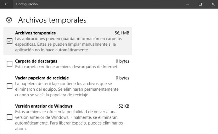 Borrando temporales en Windows 10